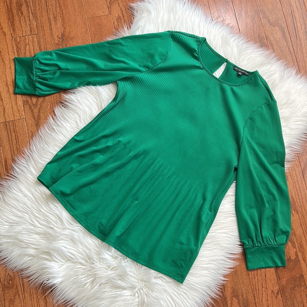 Adrianna Papell Green Blouse Sz M - Picture 3 of 7